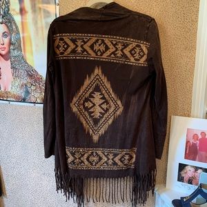 Brown Native American inspired cardigan